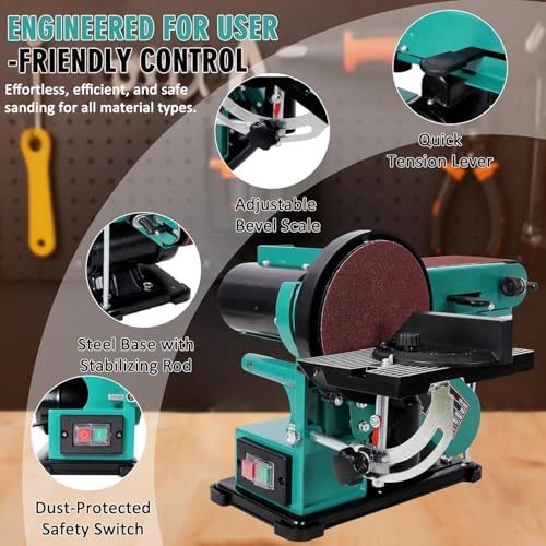 Adjustable Belt Sander, 4 x 36 in. Bench Sander and Polisher Grinder with 6in Belt for Woodworking