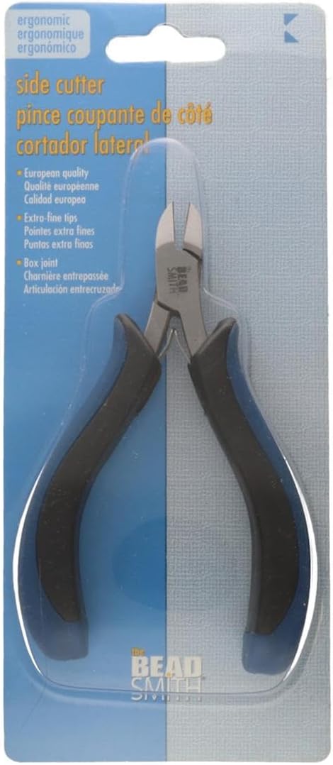 The Beadsmith Ergonomic Side Cutter Tool – 5 inches (127mm) – Comfortable Ergonomic Grip, Double-Leaf Springs & Polished Steel Head – Extra-Fine Tips Precision to Medium Level Work