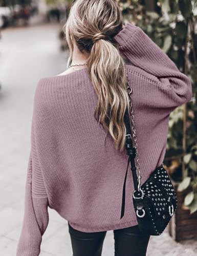 Womens Oversized Sweaters Loose Solid Casual Long Sleeve Mock Neck Knitted Jumper Tops