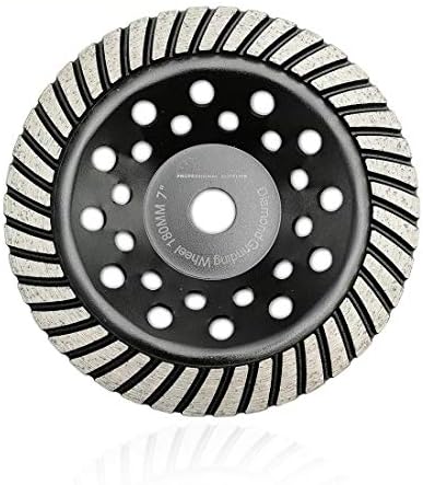 SHDIATOOL 7 Inch Turbo Row Diamond Grinding Cup Wheel for Concrete Granite Marble Masonry Brick Fits 7/8 Inch Arbor