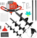 72cc 4HP Post Hole Digger Gas Powered, Gas Earth Auger/Ice Auger, with 3 Drill Bits 4"/8"/12" + 2 Extension Bar, One Man Earth Auger for Planting Fence, EPA Compliant Post Hole Auger