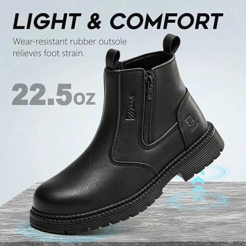 Steel Toe Boots for Men & Women,Slip On Work Boots for Construction