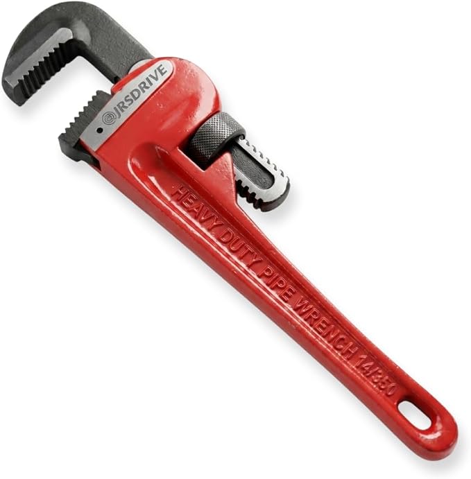 Heavy Duty Pipe Wrench, 18 Inch Adjustable Straight Plumbing Wrench, Hardened Steel Jaws with Professional Cast Iron Handle for Industrial, Construction, and Home Maintenance E-2049