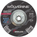 Weiler 56279 6" X 1/4" Wolverine Type 27 Grinding Wheel, A24R, 5/8"-11 Nut (Pack of 10)