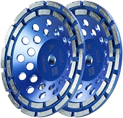 SALI 7 Inch 2pcs Concrete Grinding Wheels 28 Turbo Diamond Segments 5/8-11 Arbor Diamond Grinding Wheel Fit for Paint, Epoxy, Mastic, Coating Removal
