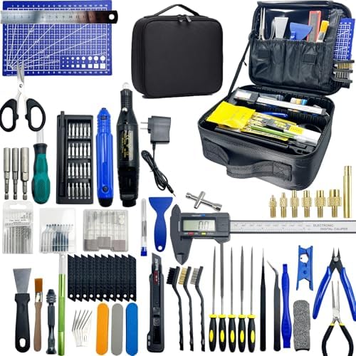 3D Printer Tool Kit Essential with Cutter,Caliper, Scraper, Drill & Deburring Tool for Removing, Smoothing, Finishing and Drilling (132 3D Printing Tool Kits)