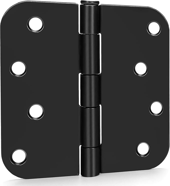 Goldenwarm 24 Pack Black Matte, Heavy Duty 4in x 4in Door Hinges with 5/8" Radius Corners