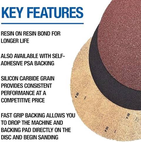Mercer Industries 44815080 Silicon Carbide Floor Sanding Disc, Double Sided, 15" x No Hole, Grit 80F, 20-Pack