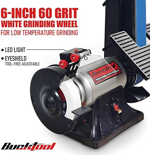BUCKTOOL 2x42" Belt Sander 6" Bench Grinder Combo for Metalworking,3.5A