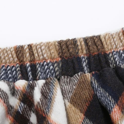 IDEALSANXUN Womens Plaid Wool Skirts Elastic Waist A-Line Pleated Tartan Long Skirts