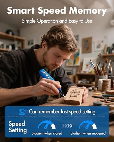 Cordless Mini Rotary Tool Set -5 Speed Multi-Purpose Rotary Tool Kit 5000-18000RPM 3.7V Rechargeable Engraving Pen with LED Light 64Pcs Accessories for DIY Craft Sanding Polishing Drilling Blue