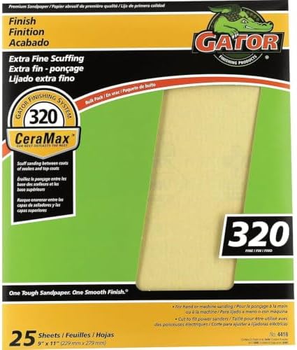 Gator CeraMax 9" x 11" Ceramic Sanding Sheets, 320 Grit, 25 Pack
