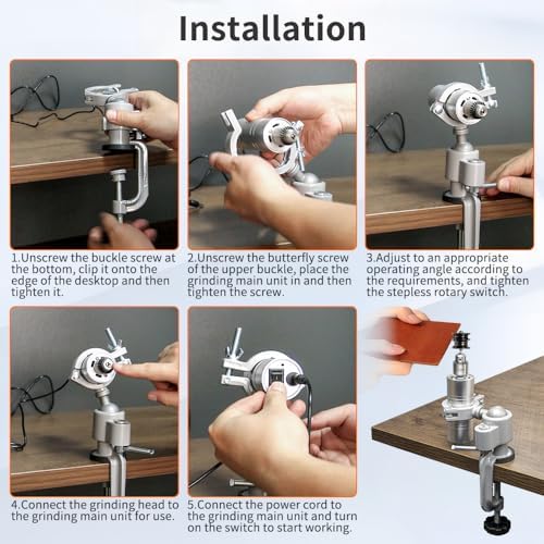 BAUSATZ Leather Polishing Machine, Leather Edge Burnishing Machine, Electric Leather Edge Burnisher Polisher Tool 10pcs Leather Burnisher Bits, Adjustable Speed (0-24000RPM) Polishing Grinding Machine