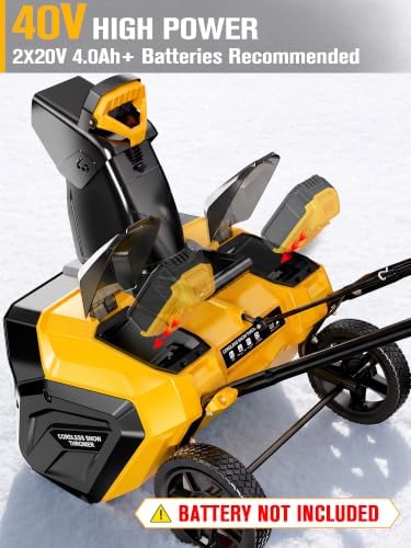 40V Cordless Snow Blower Compatible with DeWalt 20V Max Battery (Bare Tool)
