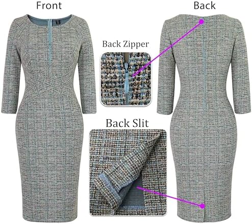 VFSHOW Womens Work Business Office Zipper Up Slim Bodycon Sheath Dress