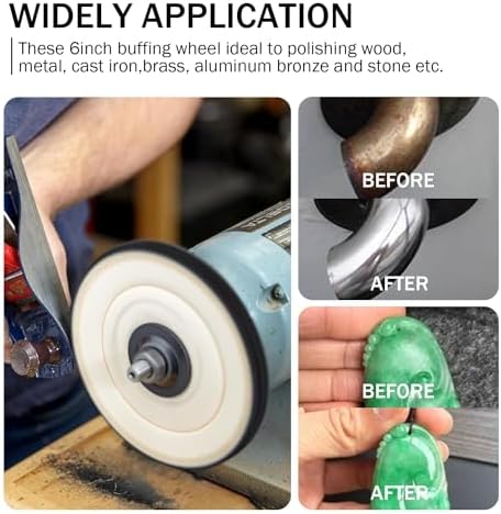 SCOTTCHEN Cotton Buffing Wheel 6 inch Extra Thick Spiral Sewn Polishing Pad for Bench Grinder Tool with 1/2" Arbor Hole(70 Ply) 1PCS