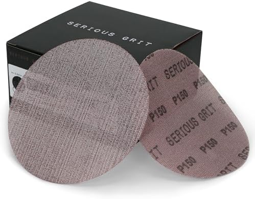 Serious Grit - 6-Inch P150 Grit Ceramic Mesh Sanding Discs - 50 Pack
