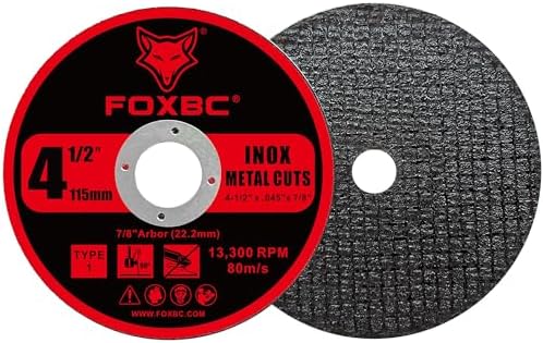 FOXBC 4-1/2 Inch Cut Off Wheel Discs for Angle Grinder, Cutting for Metal & Stainless Steel, 4-1/2" x .045" x 7/8" - 50 Pack