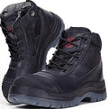 ROCKROOSTER Mens Work Boots, 6 inch Steel Toe Side Zipper Safety Wheat Black Slip Resistant Work Boot, TPU Outsole Breathable Leather Shoes, ASTM F2413-18 Static Dissipative SD (AK050 & AK050BK)