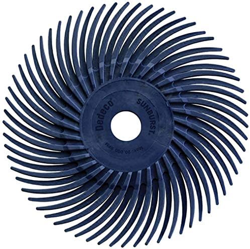 Dedeco Sunburst Radial Bristle Discs 12-Pack - 3" Curved - 3/8" Arbor - Blue 400 Grit (Fine) - Aluminum Oxide for Polishing & Finishing