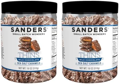 Sanders Milk Chocolate Sea Salt Caramel Thins Tub 18 oz. 2-Pack (2 x 18 oz. tub)