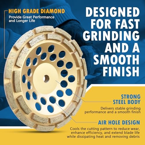 7" Diamond Grinding Wheel for Concrete 24 Dbl Row Segments 5/8"-11