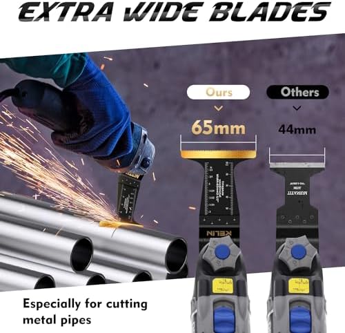 KELIN 6 PCS Titanium Oscillating Blade,Universal Multitool Blades