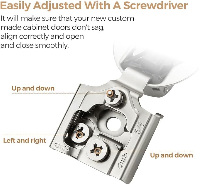 Ravinte 10 Pack 5 Pair 5/8 inch Overlay Soft Close Kitchen Cabinet Hinges Stainless Steel Adjustable Kitchen Hinges Satin Nickel Cabinet Hardware