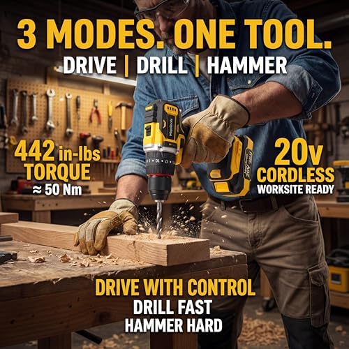 Brushless Cordless Power Tool Combo Kit for Heavy DIY & Semi-Professional Use – 50Nm Drill Driver, 380Nm Impact Wrench, 5" Angle Grinder LCD, 2×3000mAh Batteries, Carry Case &&Accessories
