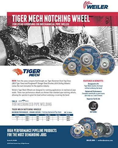 Weiler 58066 4-1/2" x 3/32" Tiger Mechanized Pipeline, Z30T, Type 27, 5/8"-11 Nut (Pack of 10)