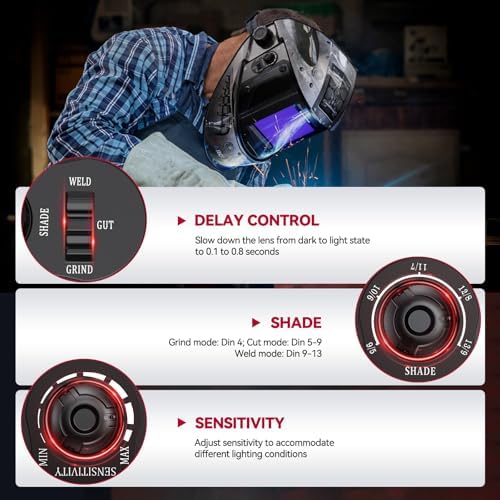 ARCCAPTAIN Welding Helmet, 3.94"×3.66" Auto Darkening Welding Hood