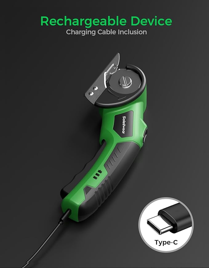 Cardboard Cutter, Rechargeable Cordless Electric Scissors, 4V Upgrade Motor Electric Box Cutter with 2 Blades, Safety Lock & LED Light, Powerful Cutting for Cardboard Box, Plastic, Leather