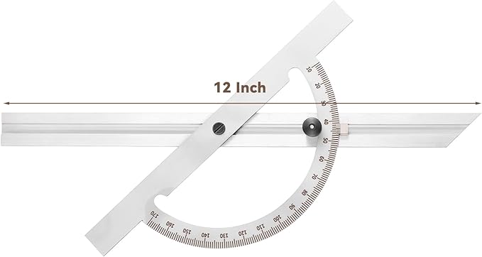 12" Steel Protractor Angle Finder Sliding Bevel Gauge Metal Protractor for Construction Jobs, Cabinet-Making and Fine Carpentry, Measuring Tool for Carpenters & Woodworking Hobbyists