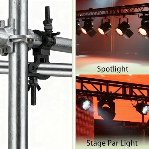 Lighting Truss Swivel Coupler Clamps for Lights, Quick Release Dual Head Truss O Clamp, 35mm-45mm(1.38in-1.77in) Dual Swivel Tube Clamp, Wrap Around Pipe Clamp Mounting Bracket(Black)