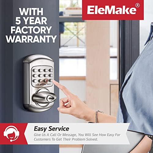 Keyless Entry Keypad Deadbolt - Digital & Mechanical Door Lock, No Low Power Risk (Silver)