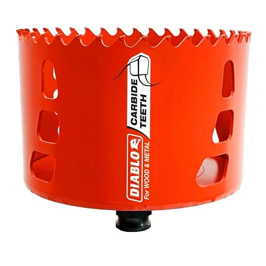 Diablo Carbide Teeth Hole Saw for Wood and Metal - Fits with Snap-Lock Plus Mandrel System, Tool-Free Plug Ejection - 4" Diameter, 2-3/8" Length - DHS4000CT