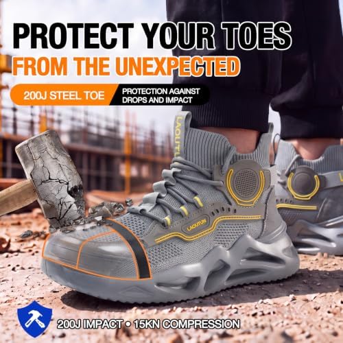 LAoutun Steel Toe Shoes for Men Work Shoes Safety Sneakers Lightweight