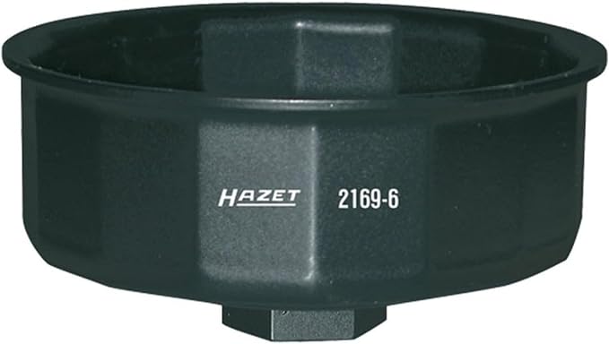 Hazet Oil filter wrench 2169-6 I tool suitable for various oil filters with a diameter of 97 mm, drive: square 12.5 mm, outlet: outer 16 sides, made in Germany.