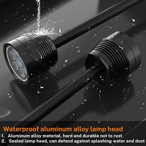 Magnetic Work Light, Led Magnetic Lamp, IP65 Water Proof Flexible Gooseneck Lamp 1400 Lumens for Lathe Milling, Drill Press, Industrial Lighting,with 12T Magnetic Base…