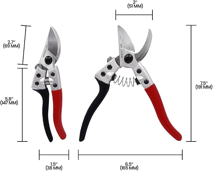 Zenport QV8 Q Series V8 Professional Chrome-plated Pruner, Black/Red