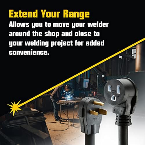 PrimeWeld Welder Extension Cord, SOOW Rated, 50 amp, 250v NEMA 6-50 Heavy Duty Welding Cable, 6 Gauge, (50ft)