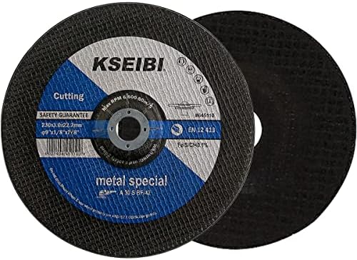 KSEIBI 645110 Grinding Wheels 10-Pack, Aluminum Oxide Discs for Metal & Stainless Steel, 9" x 1/8" x 7/8", Aggressive Grinding for Angle Grinders, Depressed Center Design