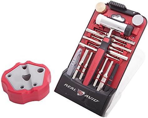 Real Avid Pin Punch Set & Hammer + Non-Slip Magnetic Bench Block | 10 Standard Nickel-Plated Steel Pin Punches, 4 Interchangeable Hammer Heads - Brass, Steel, Rubber, Nylon & Non-Marring Bench Block