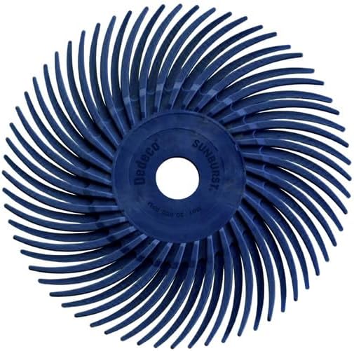 Dedeco Sunburst Radial Bristle Discs 12-Pack - 4" Curved - 3/8" Arbor - Blue 400 Grit (Fine) - Aluminum Oxide for Polishing & Finishing