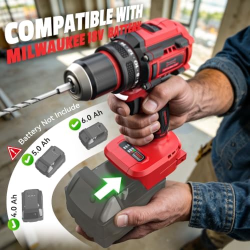 Cordless Drill and Impact Driver Combo Kit Compatible with Milwaukee 18V