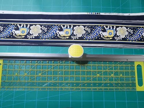 24"L x 6"W Rotary Cutter and Ruler Combo with 2Pcs Extra Blades, Fabric Cutter with Ergonomic Handle for Easy Fabric Cutting
