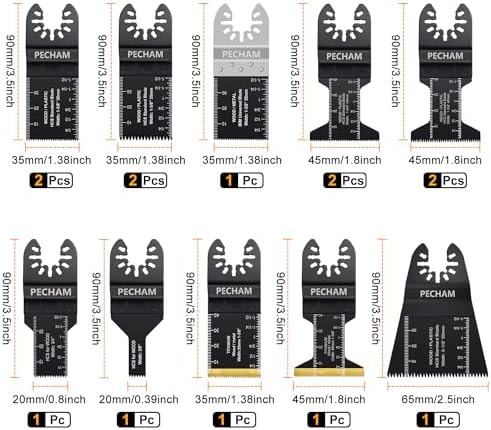 PECHAM 104 Pcs Oscillating Multi Tool Blade, Wood Metal Cutting and Sandpaper Oscillating Tool Accessories with Titanium Quick Tooth Japanese Tooth Multitool Blade Fit More Oscillating Tools
