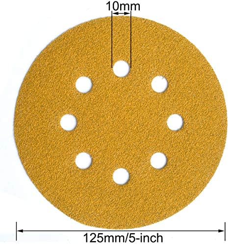 5-Inch 8-Hole Hook and Loop Sanding Discs 80 Grit, 200-Pack