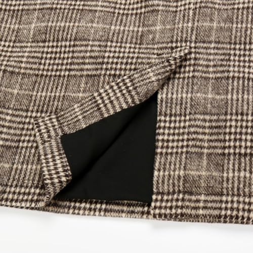 IDEALSANXUN Plaid Skirts for Women Fall Winter Knee Length Pencil Wool Skirt with Slit