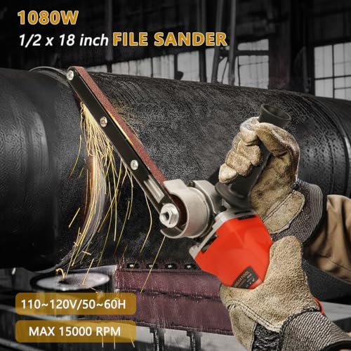 Belt Sander - 1080W Detail Band File Belt Sander, 1/2"x18" Finger Belt Sander for Grinding and Polishing Wood, Paint, Metal Rust Move,welding Spot and DIY.